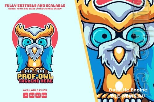 Owl Prof Logo illustration mascots modern style design templates