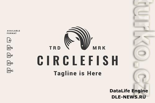 Circle fish hipster logo design templates