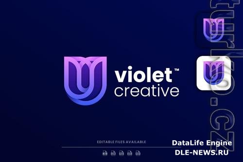 Violet Line Art Gradient Logo