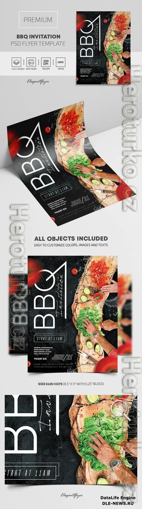 BBQ Invitation Premium PSD Flyer Template