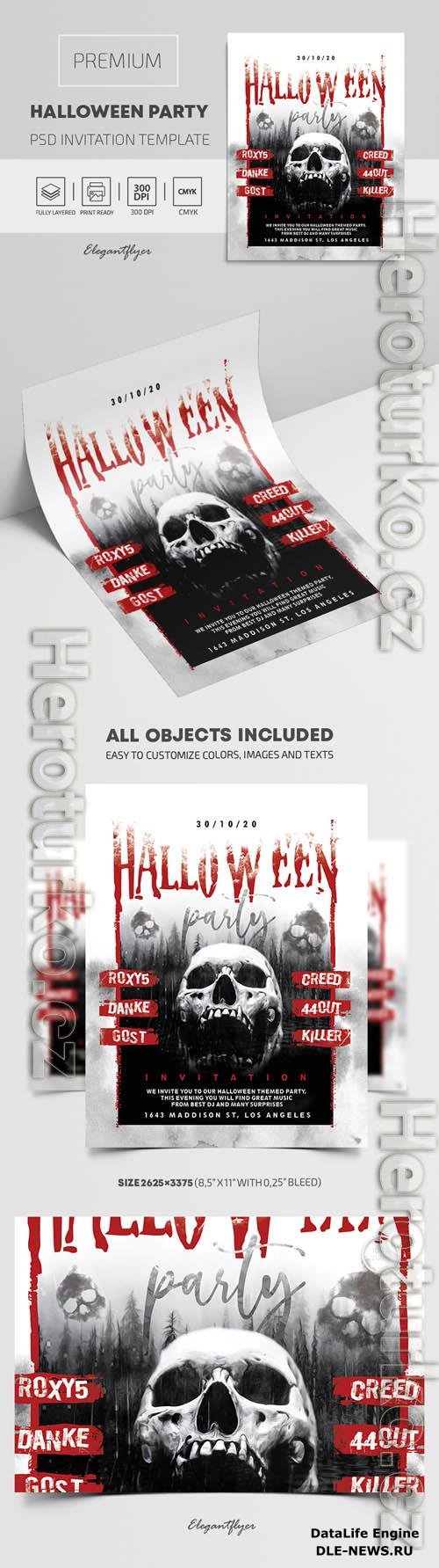 Premium Halloween Party Invitation PSD Template vol 4