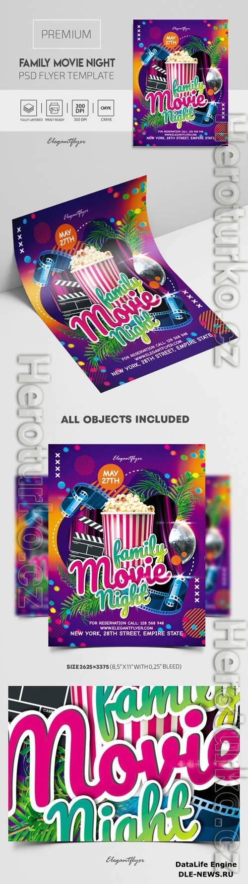 Family Movie Night Premium PSD Flyer Template