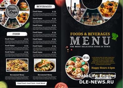 Restaurant food beverages menu premium psd template