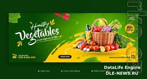 Healthy food recipe promotion facebook timeline cover and web banner template psd