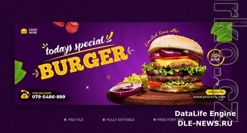 Food menu delicious burger and facebook cover template psd