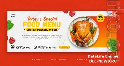 Food menu and restaurant social media cover psd template