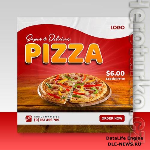 Pizza menu banner design premium psd