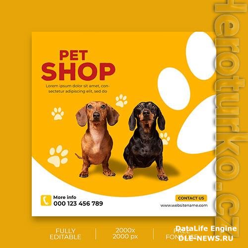 Pet shop promotion banner template premium psd