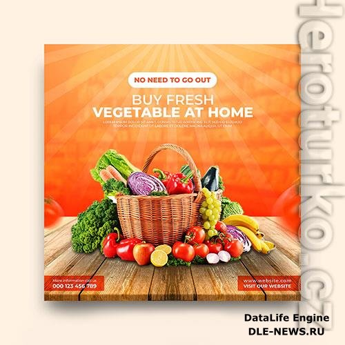 Online vegetable and grocery delivery promotion banner instagram social media post template psd