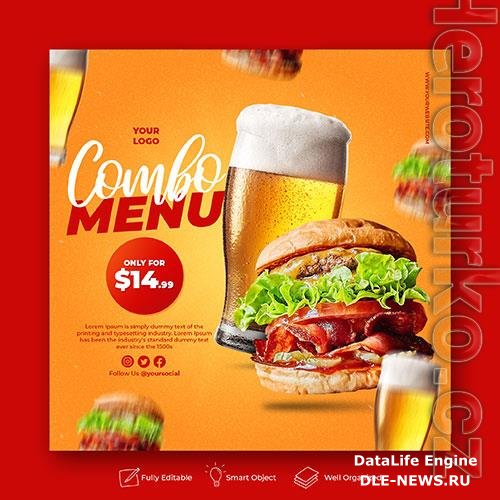 Menu food template for social media promotion premium psd