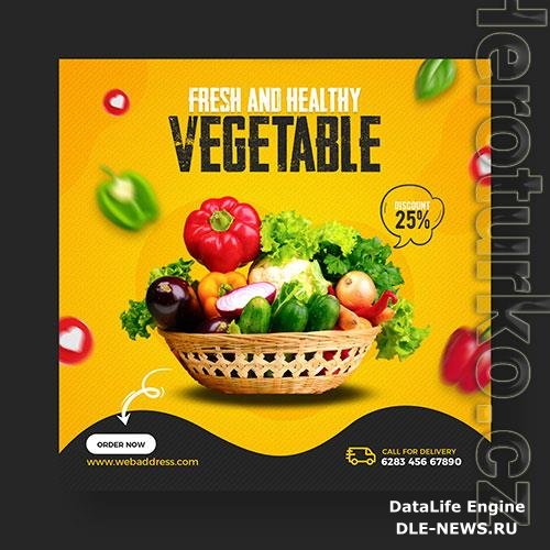 Healthy food and vegetable banner template premium psd