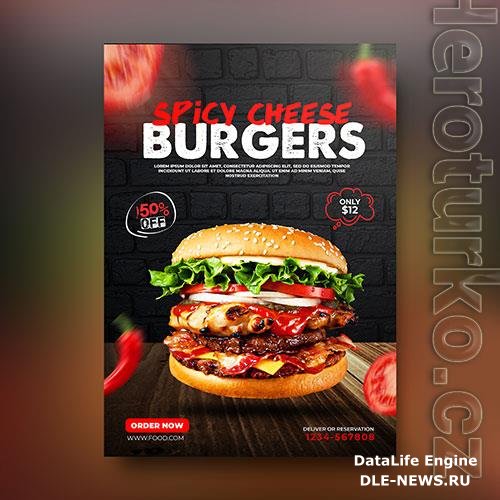 Fast food burger poster premium psd