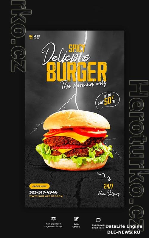 Burger and food menu instagram and facebook story template