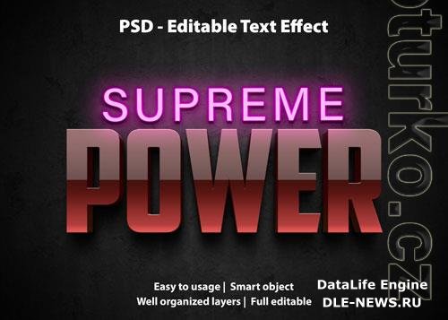 Editable text effect supreme power premium Premium Psd