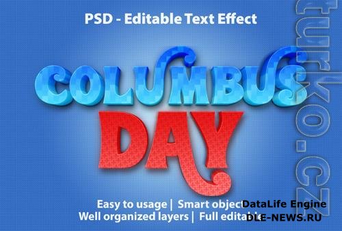 Editable text effect columbus day premium Premium Psd