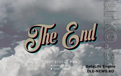 3d text effect the end old movie design