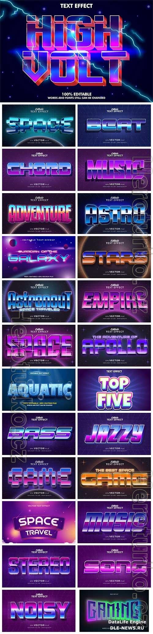 Set 3d editable text style effect vector vol 16