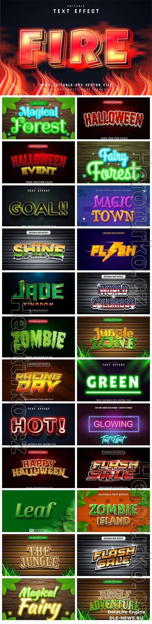 Set 3d editable text style effect vector vol 15