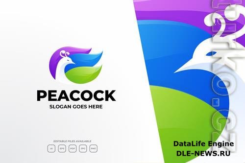 Modern Peacock Gradient Animal Logo Design