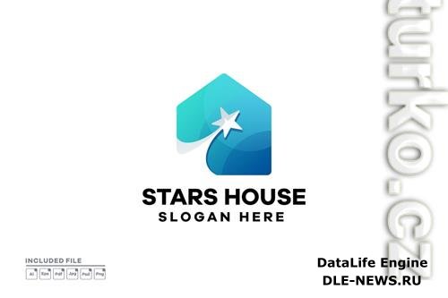 Stars House Gradient Logo Design