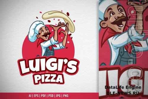 Pizza Chef Cartoon Mascot Logo