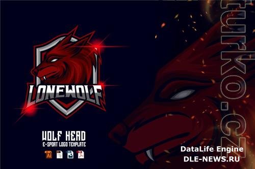 Wolf Head E-sport logo design template