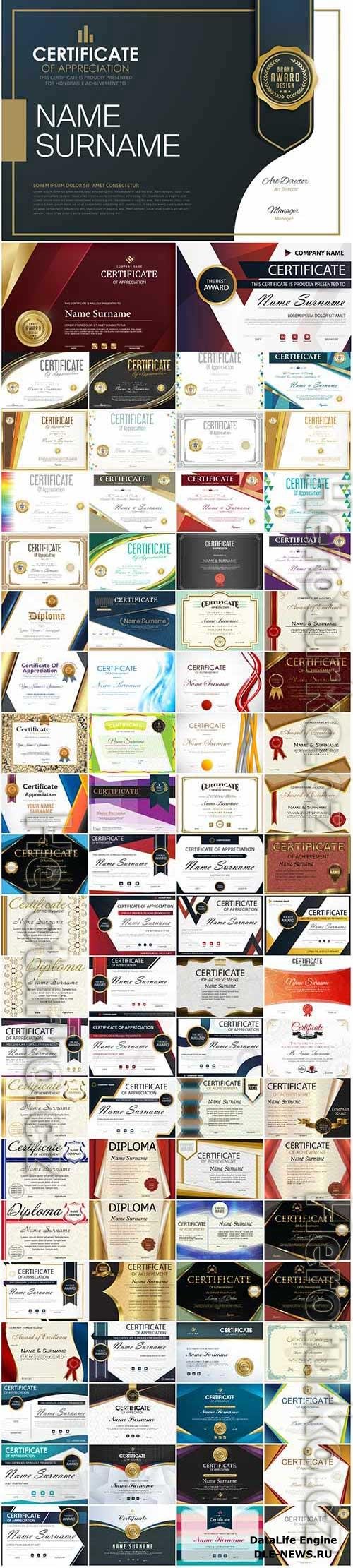 100 Bundle diplomas and certificates in vector vol 1