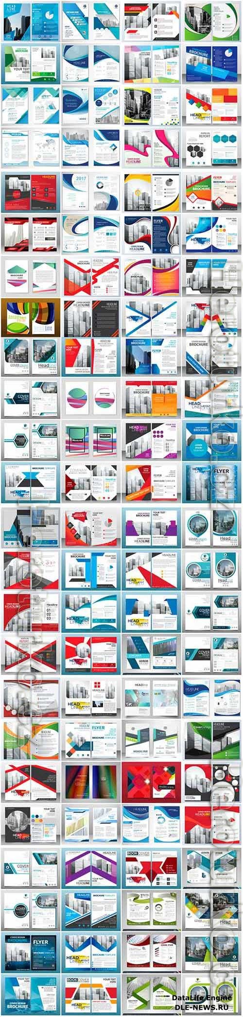 100 Bundle business brochures and flyers in vector vol 2
