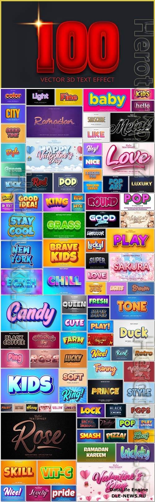 100 Bundle text style effect vector vol 14