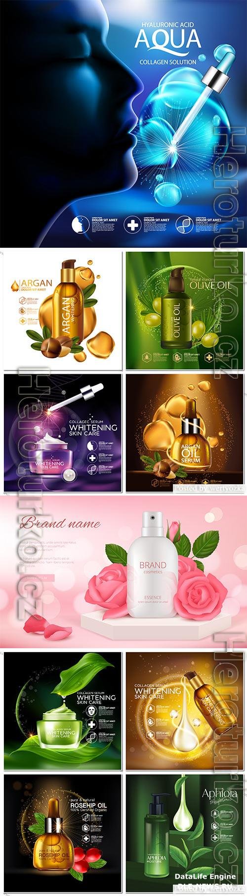 Set realistic cosmetic vector template design