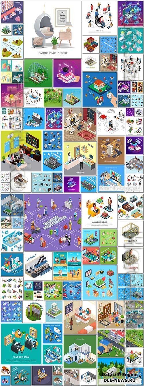 100 Bundle isometric concept vector design vol 7