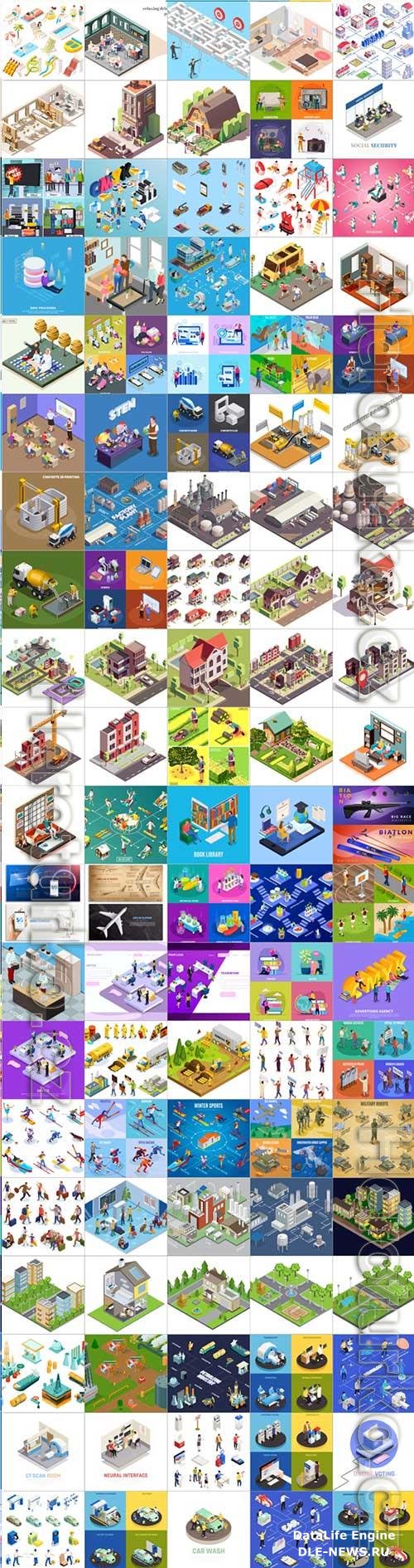 100 Bundle isometric concept vector design vol 23