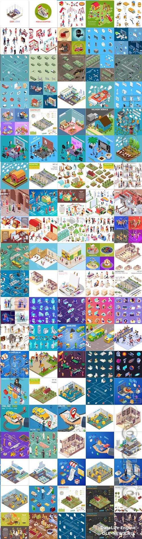 100 Bundle isometric concept vector design vol 22