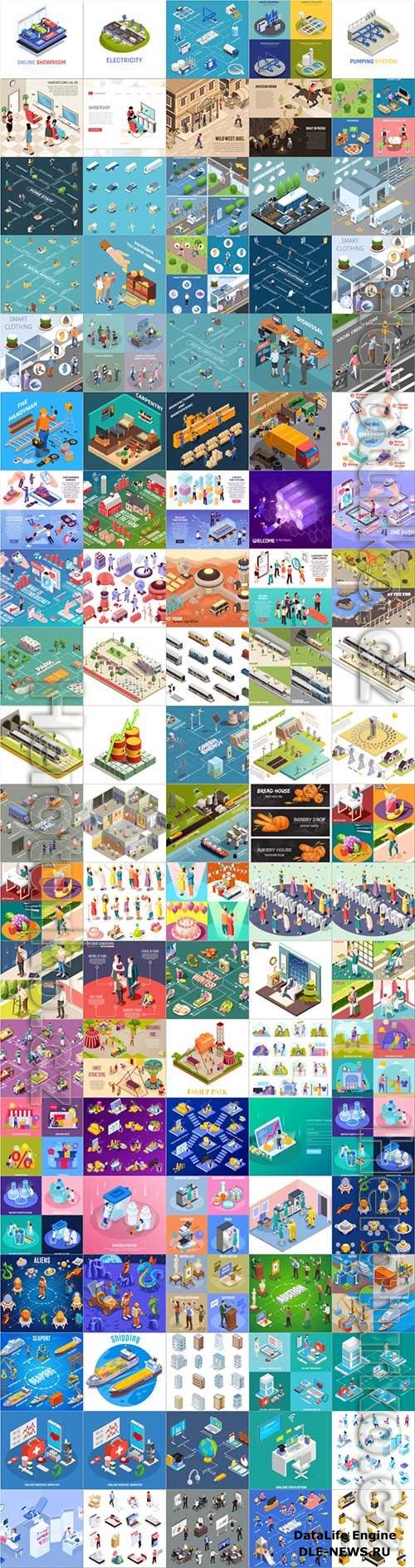 100 Bundle isometric concept vector design vol 21