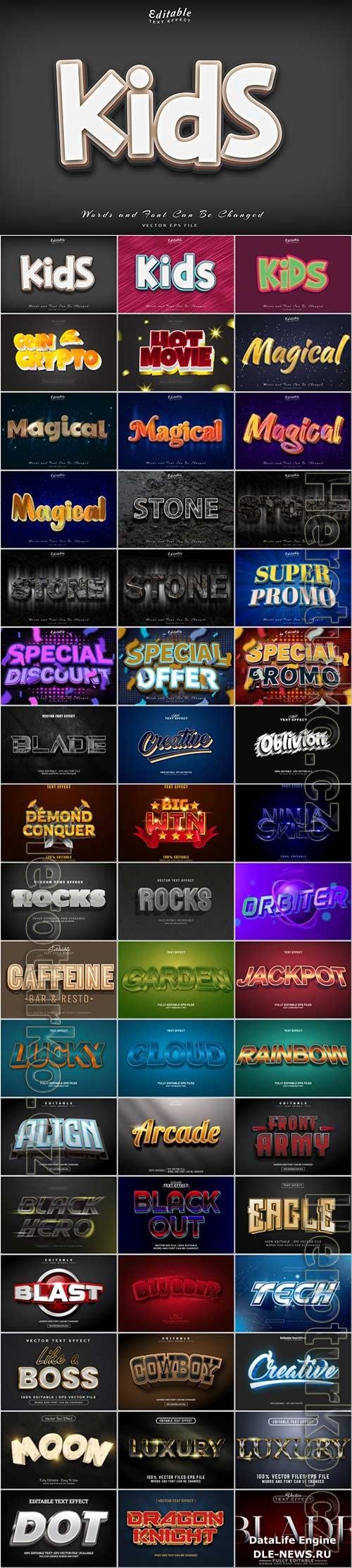 3d editable text style effect vector vol 1014