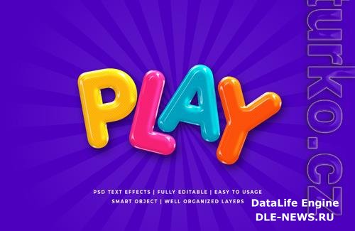 Play cartoon 3d text style effect premium psd