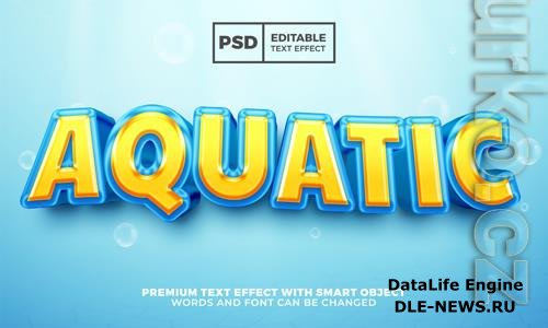 Aquatic cartoon 3d editable text effect premium psd