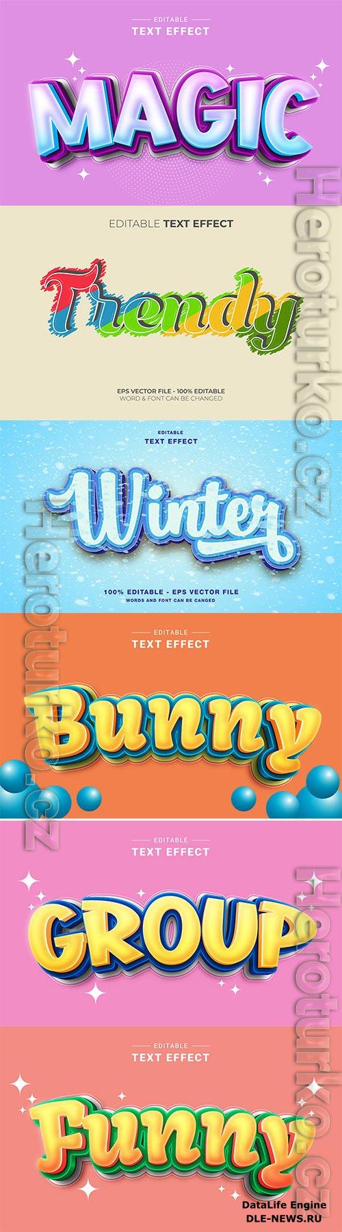 Set 3d editable text style effect vector vol 223