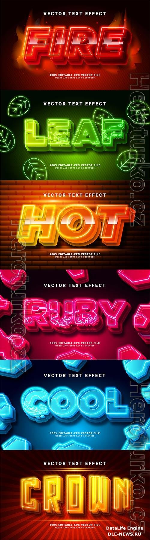 Set 3d editable text style effect vector vol 221