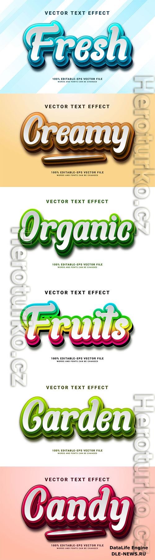 Set 3d editable text style effect vector vol 220