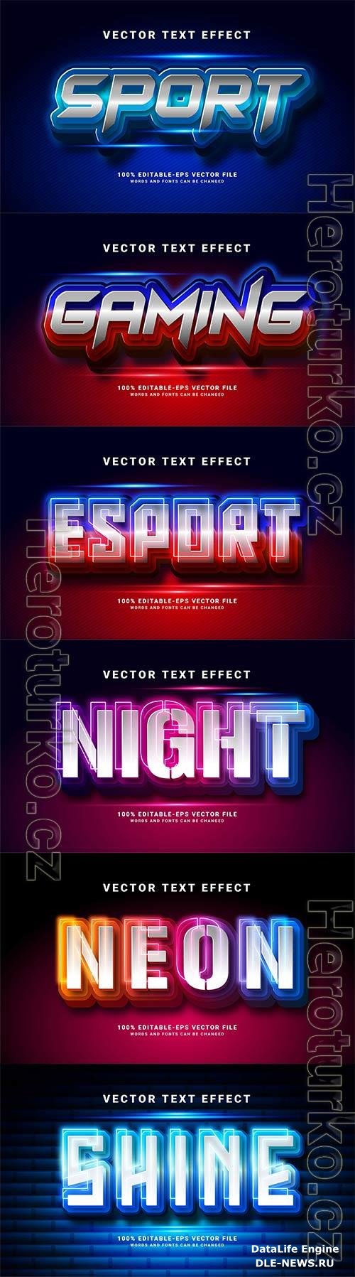 Set 3d editable text style effect vector vol 219