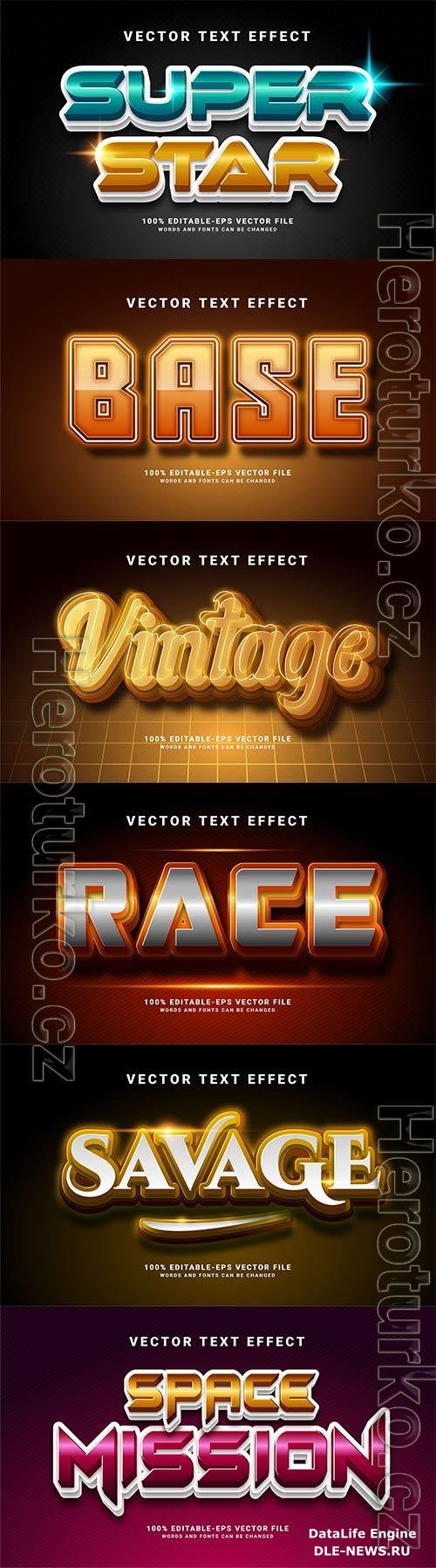 Set 3d editable text style effect vector vol 218