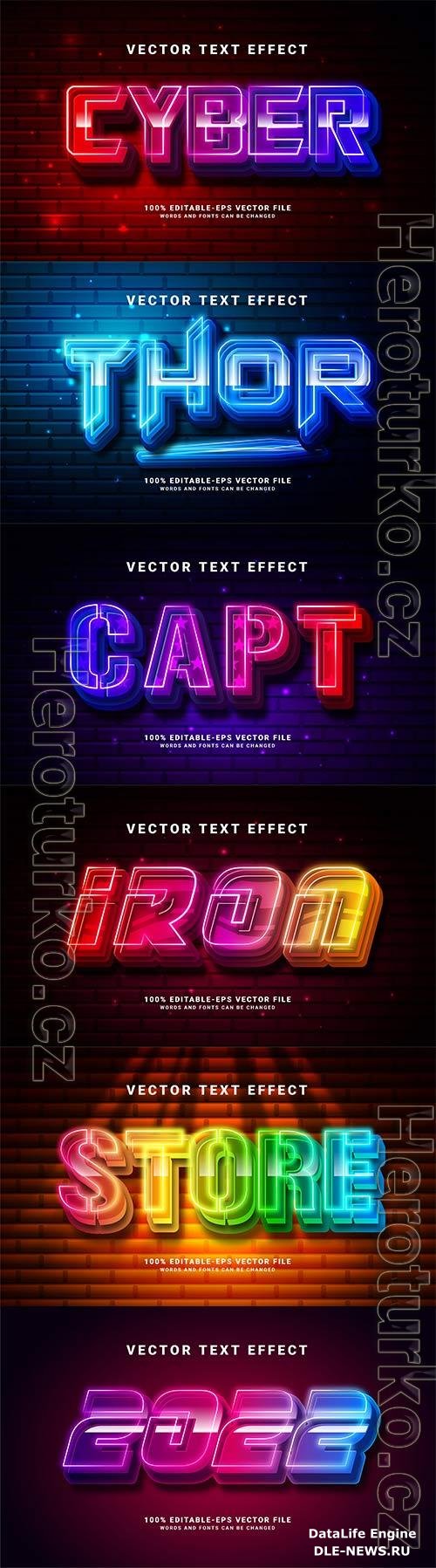 Set 3d editable text style effect vector vol 217