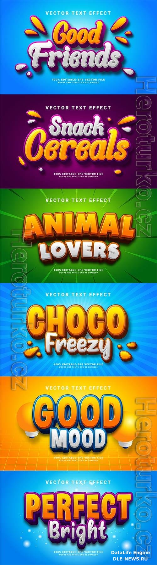 Set 3d editable text style effect vector vol 216