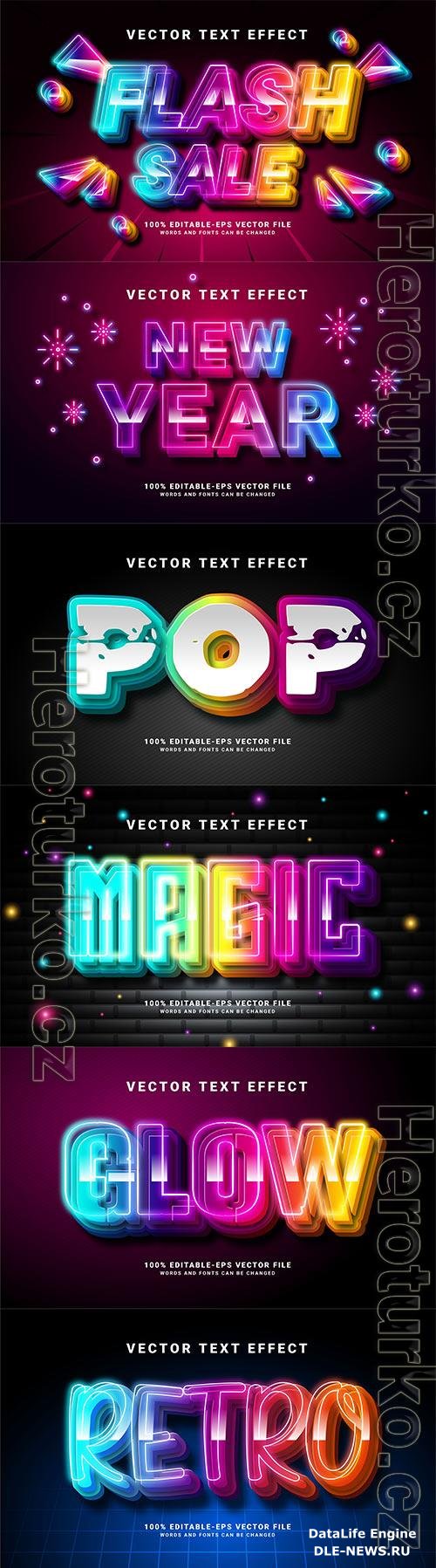 Set 3d editable text style effect vector vol 215