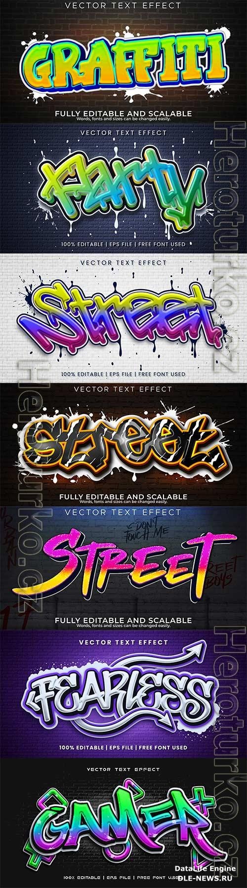 Set 3d editable text style effect vector vol 214