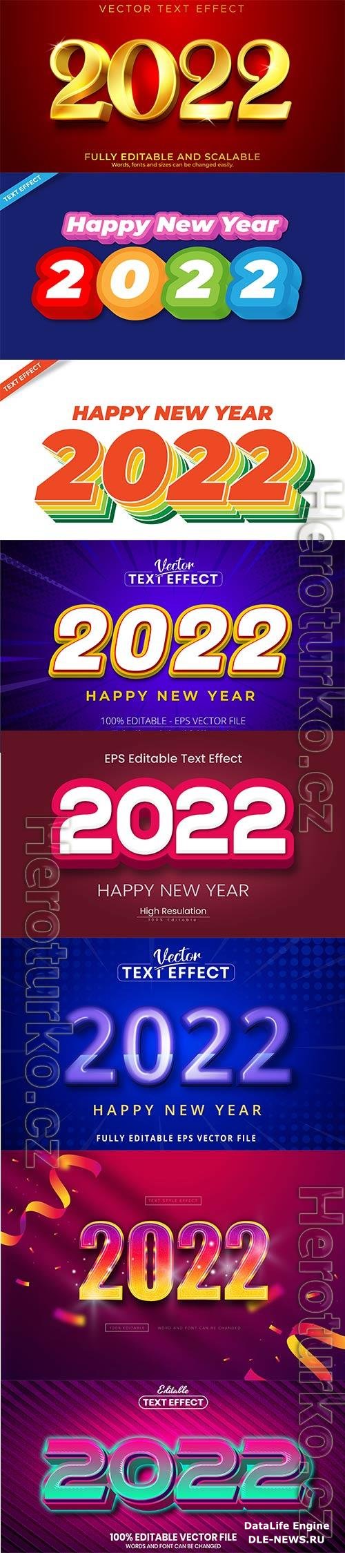 2022 New year and christmas editable text effect vector vol 36