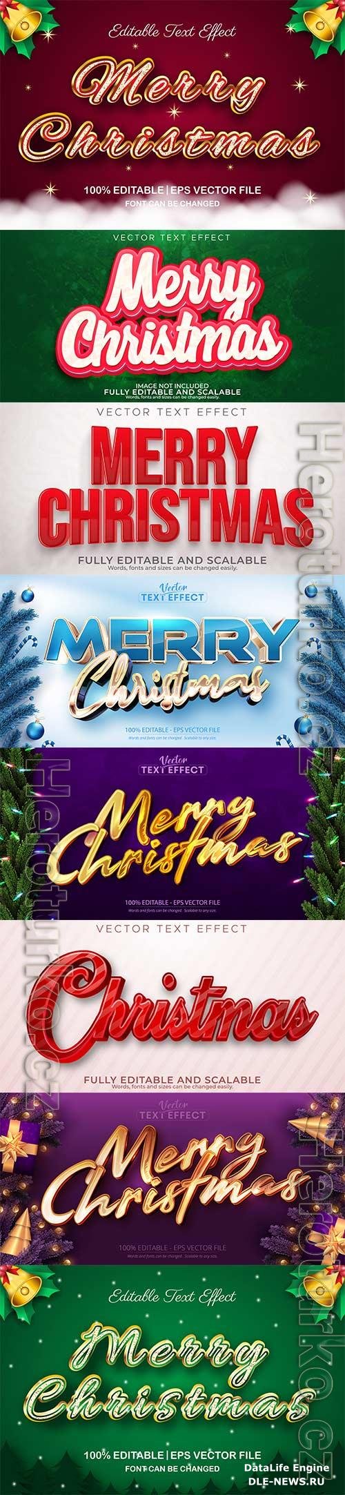 2022 New year and christmas editable text effect vector vol 32