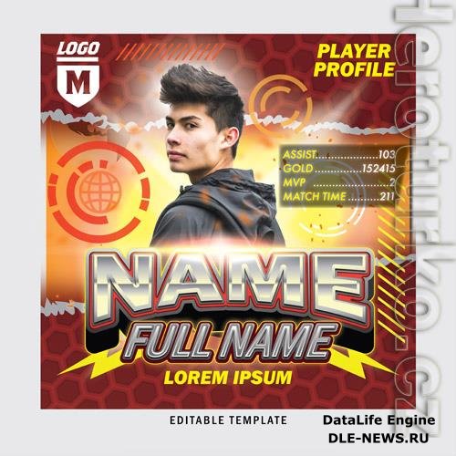 Player profile esport gamers templates design