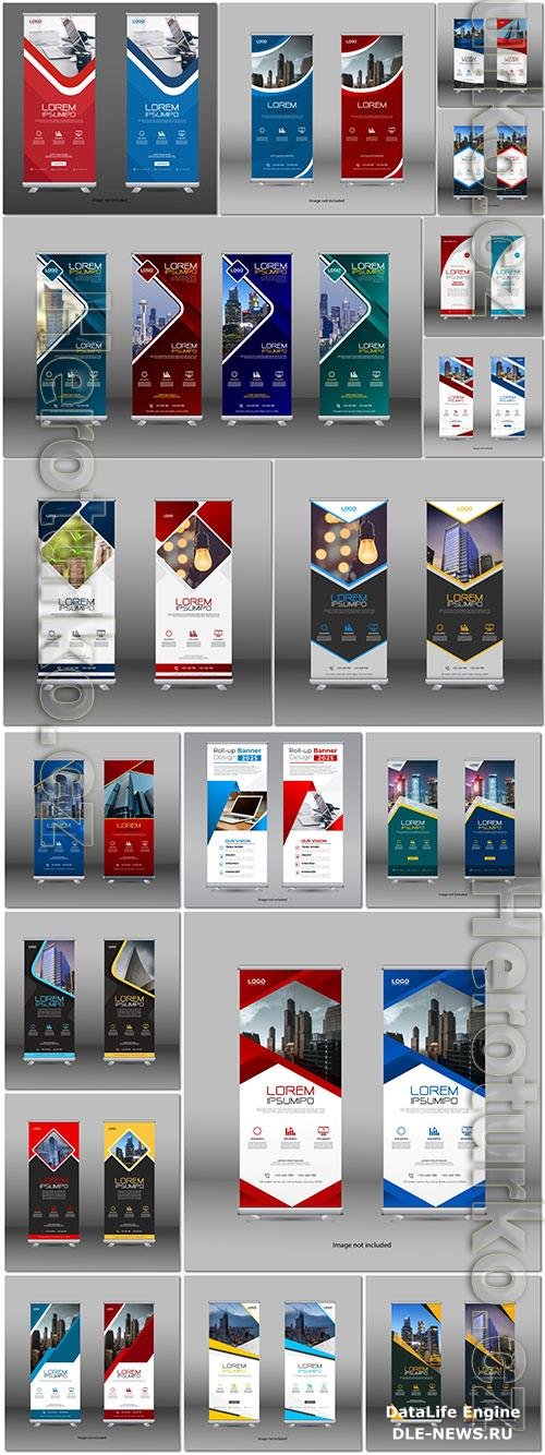 Professional roll up stand banner vector template